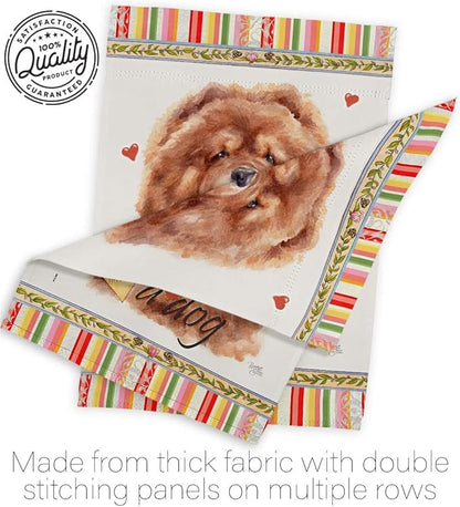 Breeze Decor Red Chow Happiness House Flag 2 pcs Pack Dog Puppy Spoiled Paw Canine Fur Pet Nature Farm Animal Creature Decoration Banner Small Garden Yard Gift Double-Sided, Made in USA