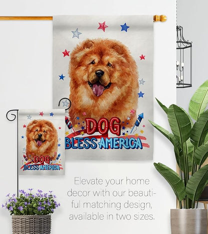 Breeze Decor Patriotic Chow Garden House Flag Set Dog Puppy Spoiled Paw Canine Fur Pet Nature Farm Animal Creature Decoration Banner Small Yard Gift Double-Sided, Made in USA