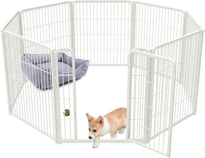 FXW Homeplus Dog Playpen for Indoor Use - Stress-Free and Safe Play, Heavy Duty 32 Inch 8 Panels Dog Pen for Puppies, Small and Medium Dogs, White│Patented