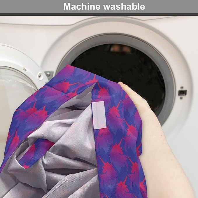 Lunarable Myth Dog Crate Cover, Pattern with Unicorn Silhouettes in Ombre, Easy to Use Pet Kennel Cover for Medium Large Dogs, 36 Inch, Indigo Magenta