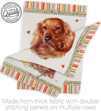 Breeze Decor Long Hair Dachshund Happiness House Flag Pack Dog Puppy Spoiled Paw Canine Fur Pet Nature Farm Animal Creature Support Our Troops Banner Small Garden Yard Gift Double-Sided, Made in USA