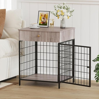 Dog Crate Furniture, Dog Crate Table, Decorative Dog Kennel with Drawer, Indoor Pet Crate End Table for Small Dog