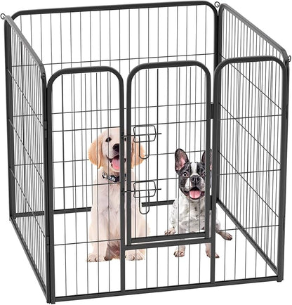 FDW Dog Playpen Dog Pen Dog Kennel 4 Panels 32 Inch Height Indoor Outdoor Folding Metal Portable Puppy Exercise Pen Heavy Duty Dog Fence for Yard Camping,Black
