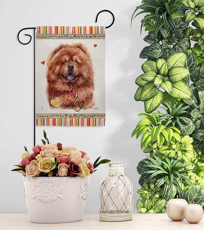 Breeze Decor Red Chow Happiness Garden House Flag Set Dog Puppy Spoiled Paw Canine Fur Pet Nature Farm Animal Creature Decoration Banner Small Yard Gift Double-Sided, Made in USA
