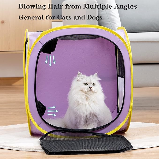 Pet Cat Dog Drying Box,Portable Foldable Cat Drying Room,Drying Crate Cage for Small Medium and Large Dogs (Purple)