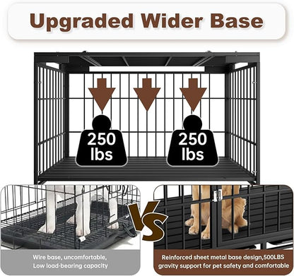 54 Inch Heavy Duty Dog Crate with Wheels，Indestructible Escape-Proof Dog Cage for Large Dogs, Extra Large XL XXL Indestructible Dog Crate with Removable Tray.