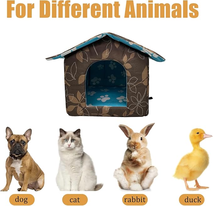 Soft Waterproof Dog House Pets with Pad Foldable Cool Cave Sleeping Bed for Dogs Cats Hamster Small Animal House All Weather Coffee