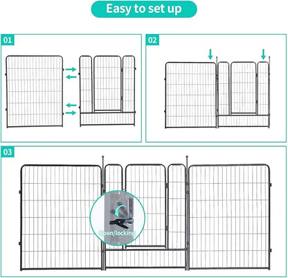 Dog Playpen, Dog Fences for The Yard, Portable Outdoor Dog Playpen for Large/Medium/Small Dogs, Foldable Metal Dog playpen, with Doors (32 Panels, 40")