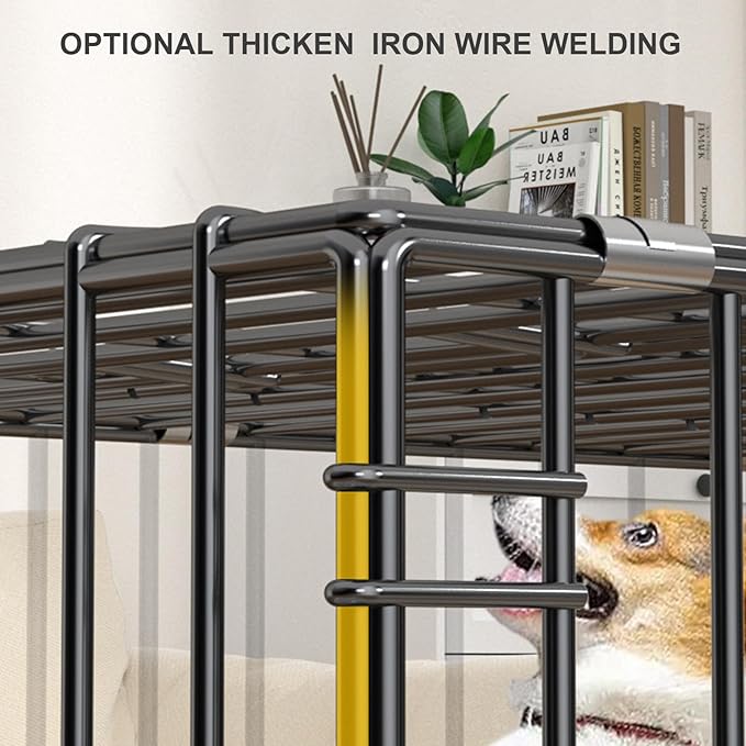 Heavy-Duty Steel Dog Crate, 27.6"x20.2"x23" Foldable Kennel with Secure Lock & Removable Tray, Grey Indoor Pet Cage