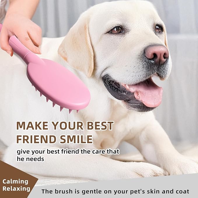 Pet Silicone Shampoo Brush for Long & Short Hair Dogs Cats, Shower Wash Curry Massage Brush