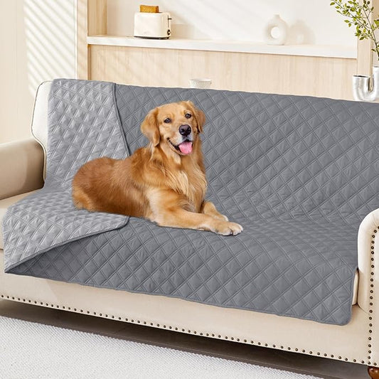 Smiry Waterproof Dog Blanket, Reversible Dog Bed Cover Pet Blanket, Soft Couch Cover for Dogs Washable, Bed Couch Sofa Furniture Protector for Puppy Cat Kids (52"x82", Grey/Light Grey)
