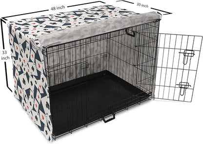 Lunarable Casino Dog Crate Cover, Realistic Style Random Scattered Playing Cards Leisure Time Hobby Games, Easy to Use Pet Kennel Cover for Medium Large Dogs, 48 Inch, Cadet Blue Black Red