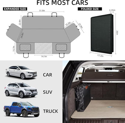 YJGF Back Seat Extender,Dog Seat Cover for Back Seat,Hard Bottom Car Seat Cover for Dogs,Dog Hammock for Car,Back Seat Pet Cover for Dogs(Grey)