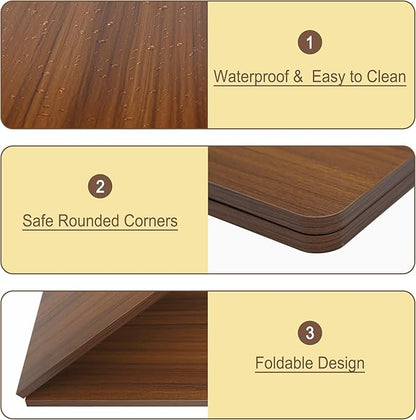 HiCaptain Foldable Dog Crate Table Topper, 48 inches Wooden Dog Kennel Table Topper, Durable Decorative Dog Kennel Table Topper for Large Dogs - Rustic Style