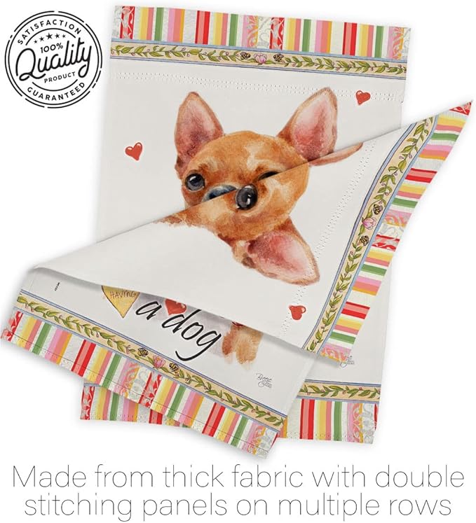Breeze Decor Shorthair Chihuahua Happiness Garden House Flag-Kit Dog Puppy Spoiled Paw Canine Fur Pet Nature Farm Animal Creature Decoration Banner Small Yard Gift Double-Sided, Made in USA