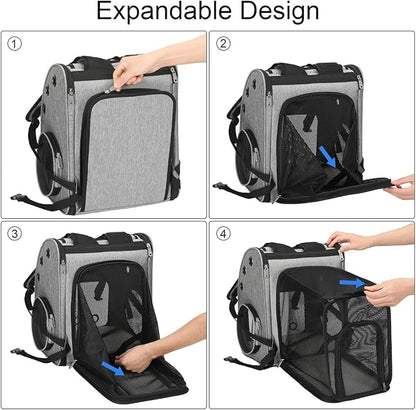 Expandable Pet Carrier Backpack for Cats, Dogs and Small Animals, Portable Pet Travel Carrier, Super Ventilated Design, Airline Approved, Ideal for Traveling/Hiking/Camping