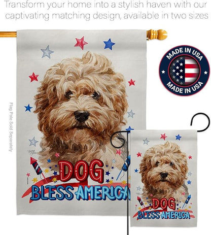 Breeze Decor Patriotic Shaggy Havanese House Flag 2 pcs Pack Dog Puppy Spoiled Paw Canine Fur Pet Nature Farm Animal Creature Banner Small Garden Yard Gift Double-Sided, Made in USA