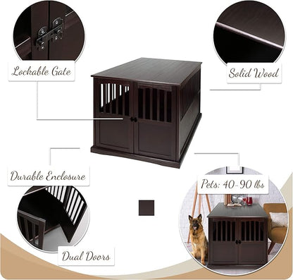 Casual Home Wooden Pet Crate, End Table, Extra Large, New Espresso