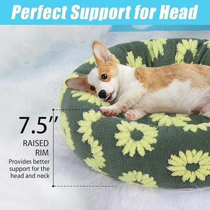 HYQ Small Dog Bed, Cat Beds for Indoor Cats, Dog Beds for Small Dogs with Anti-Slip Bottom, Cute Puppy Bed Washable-Yellow-24inch