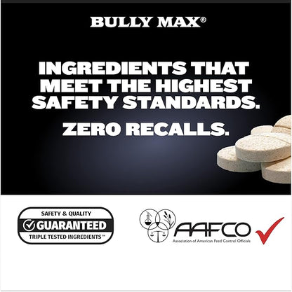 Bully Max 2-in-1 Muscle Builder Power Tabs for Puppies & Adult Dogs - Puppy & Dog Treats Vitamins for Muscle Gain & Growth - Multivitamin Supplements for All Breeds & Ages - 30 Chewable Tablets