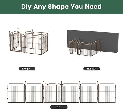 Gardner Pet Dog Playpens, 24" H 6 Panels Dog Pen Outdoor/Indoor Dog Fence Exercise Pen for Small/Medium Dogs, Foldable Pet Play Yard Gate with Gravity Automatic Lock, Pet Playpen, Brown
