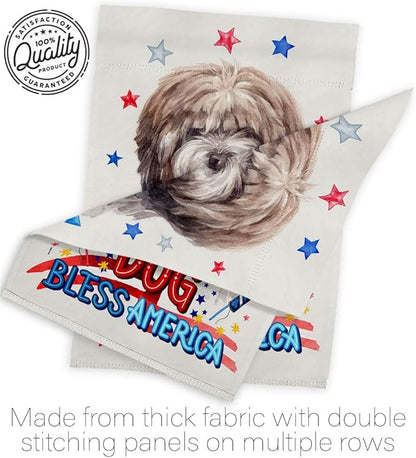 Breeze Decor Patriotic Brindle Tibetan Terrier Garden House Flag-Kit Dog Puppy Spoiled Paw Canine Fur Pet Nature Farm Animal Creature Banner Small Yard Gift Double-Sided, Made in USA