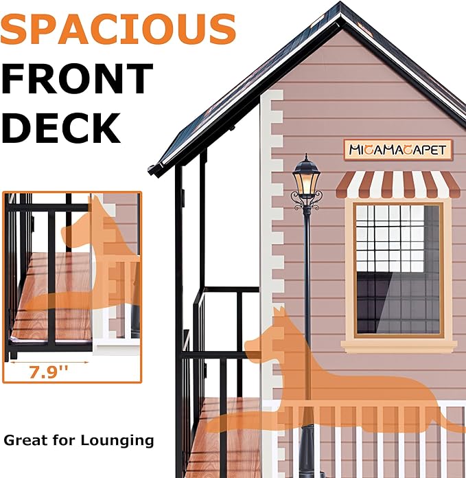 Heavy Duty Dog Crate for Small/Medium Dogs Indoor & Outdoor 33.4” Chew Proof Metal Dog Cage with Lockable Door & Removable Roof Elevated Design for Training Kennel