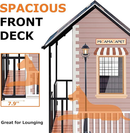 Heavy Duty Dog Crate for Small/Medium Dogs Indoor & Outdoor 33.4” Chew Proof Metal Dog Cage with Lockable Door & Removable Roof Elevated Design for Training Kennel