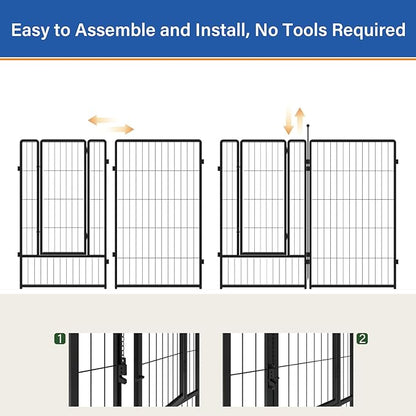 Dog Playpen for Indoor & Outdoor Use – Heavy-Duty Metal Pet Fence with Ground Stakes, Rounded Ball Tops for Safety, Stable & Foldable Design, Easy to Assemble 24 inch 12 Panels