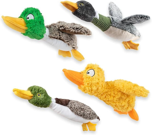 Best Pet Supplies Interactive Mallard Mates Dog Toy with Crinkle and Squeaky Enrichment for Small and Medium Breed, Cute and Plush - 3 Ducks (Mystery Box), Medium
