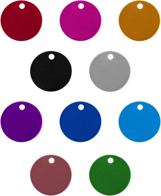 Framendino, Pet ID Tag Colorful Blank Round Double Sided Pets ID Tag Name Phone Number ID Tags Aluminum Charms