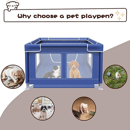 Dog Playpen 42 × 42 Inch, Puppy PlayPen with Gate for Puppies, Small and Medium Dogs, Pet PlayPen for Outdoors & Indoors