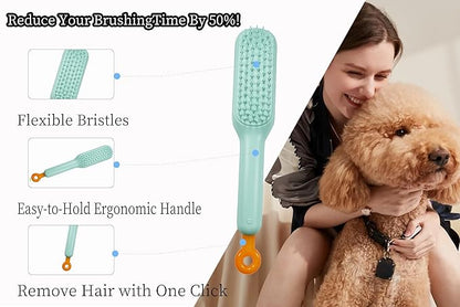 Stretchable Puppy Brush ， Soft Dog Brush - Gentle Grooming Brush for Small Dogs, Perfect for Yorkie, Shih Tzu, Maltipoo ，Dog Hair Remover Brush (Green)