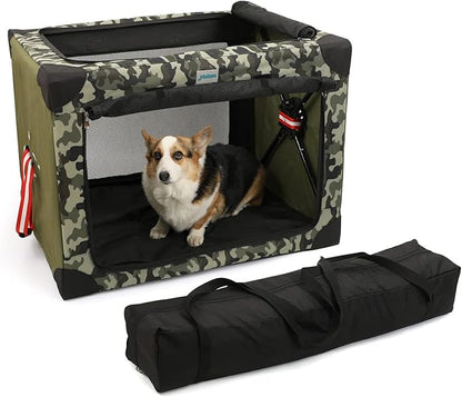 4 Door Portable Folding Dog Soft Crate, Quick Portable with Mesh Mat,Strong Steel Frame,Washable Fabric to Protect Pour pet's Health Indoor, Outdoor, Training & Travel Purposes Collapsible Dog Crate