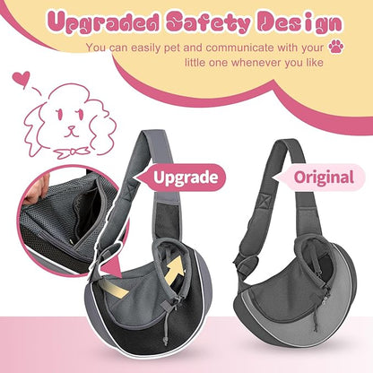 YUDODO Pet Dog Sling Carrier Mesh Hand Free Adjustable Dog Satchel Carrier Bag Papoose Crossbody for Small Medium Dog Cat Rabbit (M(up to 10 lbs), Black)