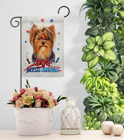 Breeze Decor Patriotic Yorkie Garden House Flag Kit Dog Puppy Spoiled Paw Canine Fur Pet Nature Farm Animal Creature Decoration Banner Small Yard Gift Double-Sided, Made in USA