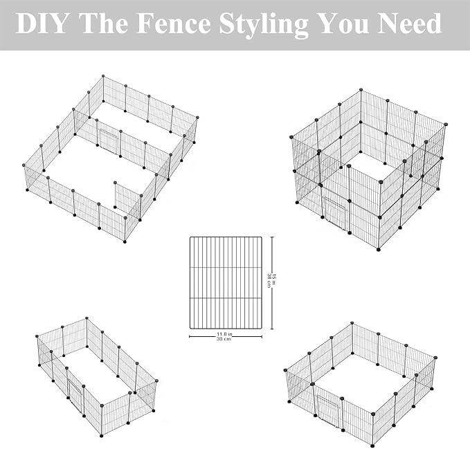 Small Animal Playpen, Guinea Pig Cages, Pet Playpen, Rabbit Cage,Small Animal Cage, Puppy Kitten Dog Playpen, Indoor Outdoor Portable Metal Wire Yard Fence,15 X 12 Inch, 28 Panels, Black