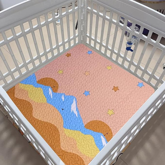 New Upgrade Dog Playpen Mat Crate Mat Puppy Pads,Personalized Dog Crate Pad[PLAYPEN NOT Included],Reusable Whelping Playpen Crate Super Absorbing Washable Leak-Proof Pet Mattress Pad Pet Training Pad