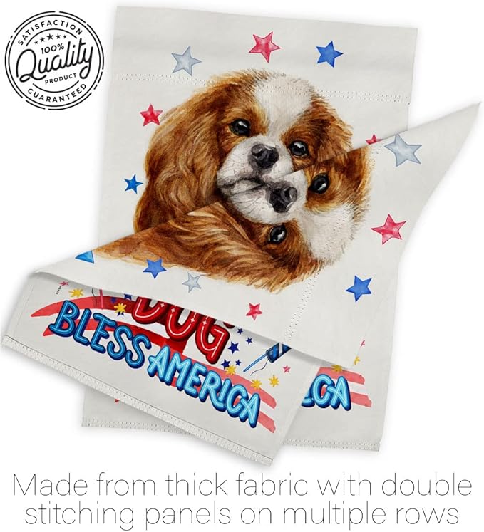 Breeze Decor Patriotic Comforter Spaniel House Flag Set Dog Puppy Spoiled Paw Canine Fur Pet Nature Farm Animal Creature Decoration Banner Small Garden Yard Gift Double-Sided, Made in USA