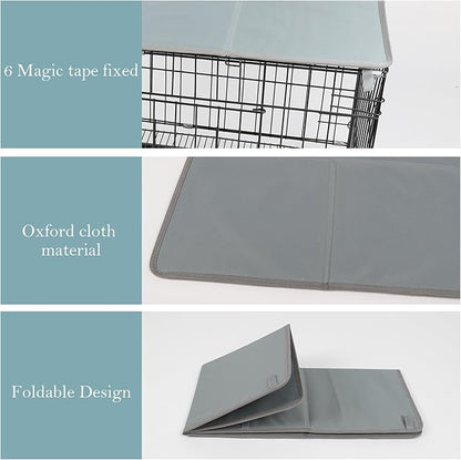 Pethiy Dog Crate Topper Oxford Cloth for 36 Inch Cages Collapsible Pet Crate Table Topper with 6 Magic Tape Fixed,Fits Most 24-48 inch Dog Crates (Dog Crate Not Include)