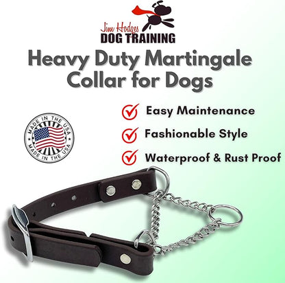 Martingale Collar for Dogs, Biothane, Stainless Steel Hardware, No Pull, Made in The USA, Professional Grade, Small, Brown