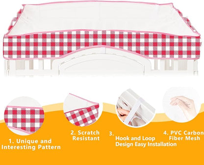 Dog Playpen Mesh Top Cover for 36" Inch Pet Playpen with 4 Panels, Dog Crate Cover Pet Tent Puppy Play Pen Cover, Ideal for Indoor/Outdoor Use. Note: Playpen Not Included!!! (Red)