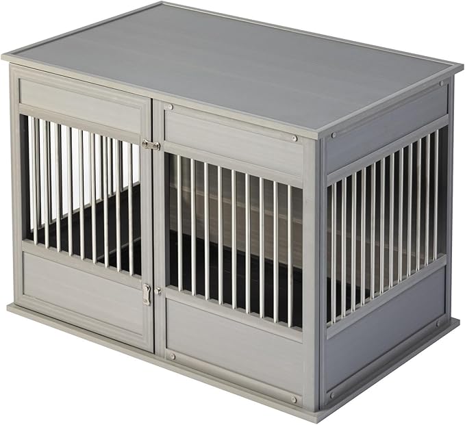 New Age Pet Horizon Pet Crate - Durable ECOFLEX with Stainless Steel Spindles, Bone-Shaped Latches, Easy Access Door, Stylish Design, 10-Year Warranty, Available in 3 Sizes & 2 Colors