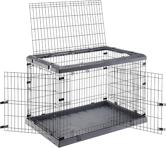 Ferplast Superior Hybrid ECO Dog Crate and Playpen, Environmentally Friendly Dog Crate Made with Recycled Plastic, 48-Inch, Gray