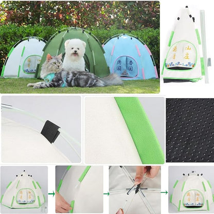 Cute Cat Teepee Cave, Cat Tent Foldable Indoor Outdoor with Thick Mat,Puppy Bed Tent,Bunny Pet Tent Teepee,Portable Dog House Teepee Tent, Cat Bed,Dog Bed Tent,Puppy Bunny,Pet Tent Teepee (K, S)