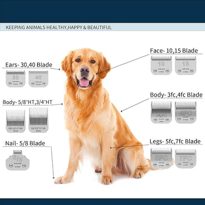 10# Pet Dog Grooming Detachable Ceramic Blades,Compatible with Andis,Oster A5,Wahl KM10 Clippers,Cut Length 1/16"(1.5mm),2 PCS