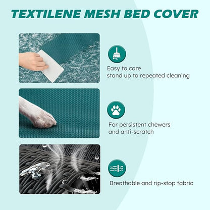 Cooling Elevated Dog Bed, Raised Dog Bed with Washable Breathable Mesh and Metal Frame, Portable Dog Cot Bed with No-Slip Feet for Outdoor and Indoor Use