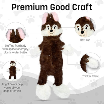 FGA MARKETPLACE Frog Rabbit and Fox Flat NO Stuffing NO Squeak Plush Dog Toy, Funny Style Will Entertain Your Dog for Hours, Recommended for Small and Medium Dog 21 INCH Long