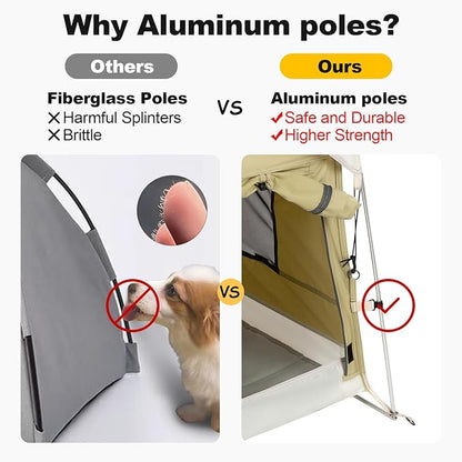 Dog Tent Cotton Fabric, Aluminum Poles and Camping Mat, Outdoor Weatherproof, Dog House Outdoor, Breathable with 2 Side Windows, Portable and Collapsible (Green, Small)