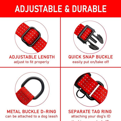 Martingale Collar for Training Dogs. Adjustable Reflective Dog Collars with Buckle- NO Pull-Prevents Slipping Out, for Medium Large XL Dogs. Helps with Strong pullers(M, red)